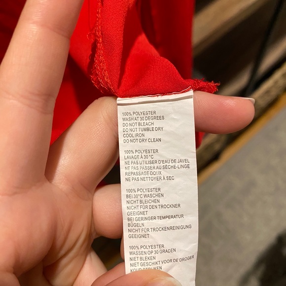 Nasty Gal | Front Tie Red Long Sleeve Shirt - Picture 7 of 7